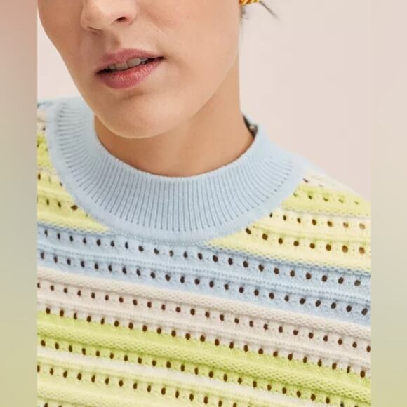 Mango Striped Openwork Knit Sweater - Picture 4 of 10